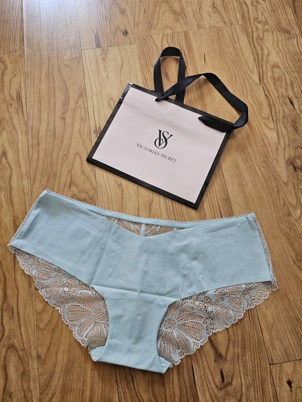 VS Light Blue Floral Lace Hipster Panty